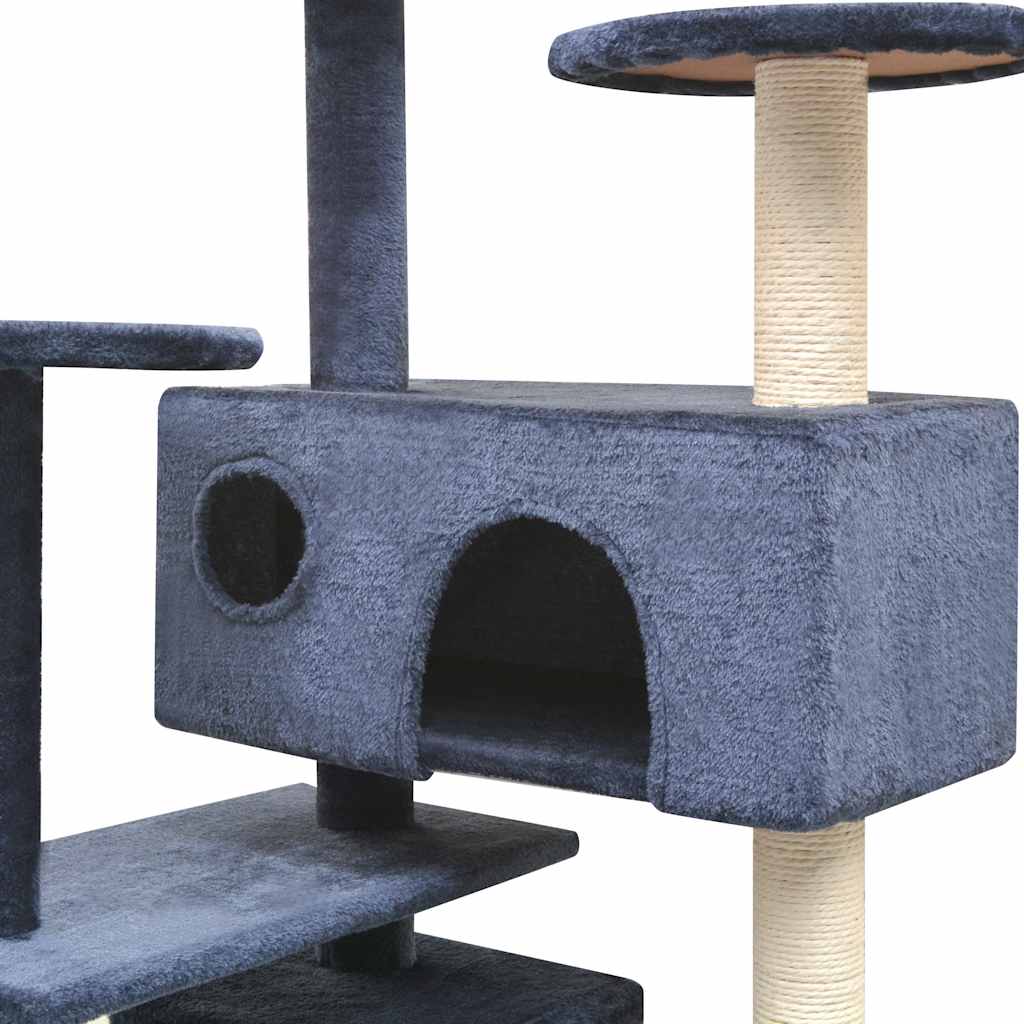 kradsetræ med sisal til katte 125 cm mørkeblå