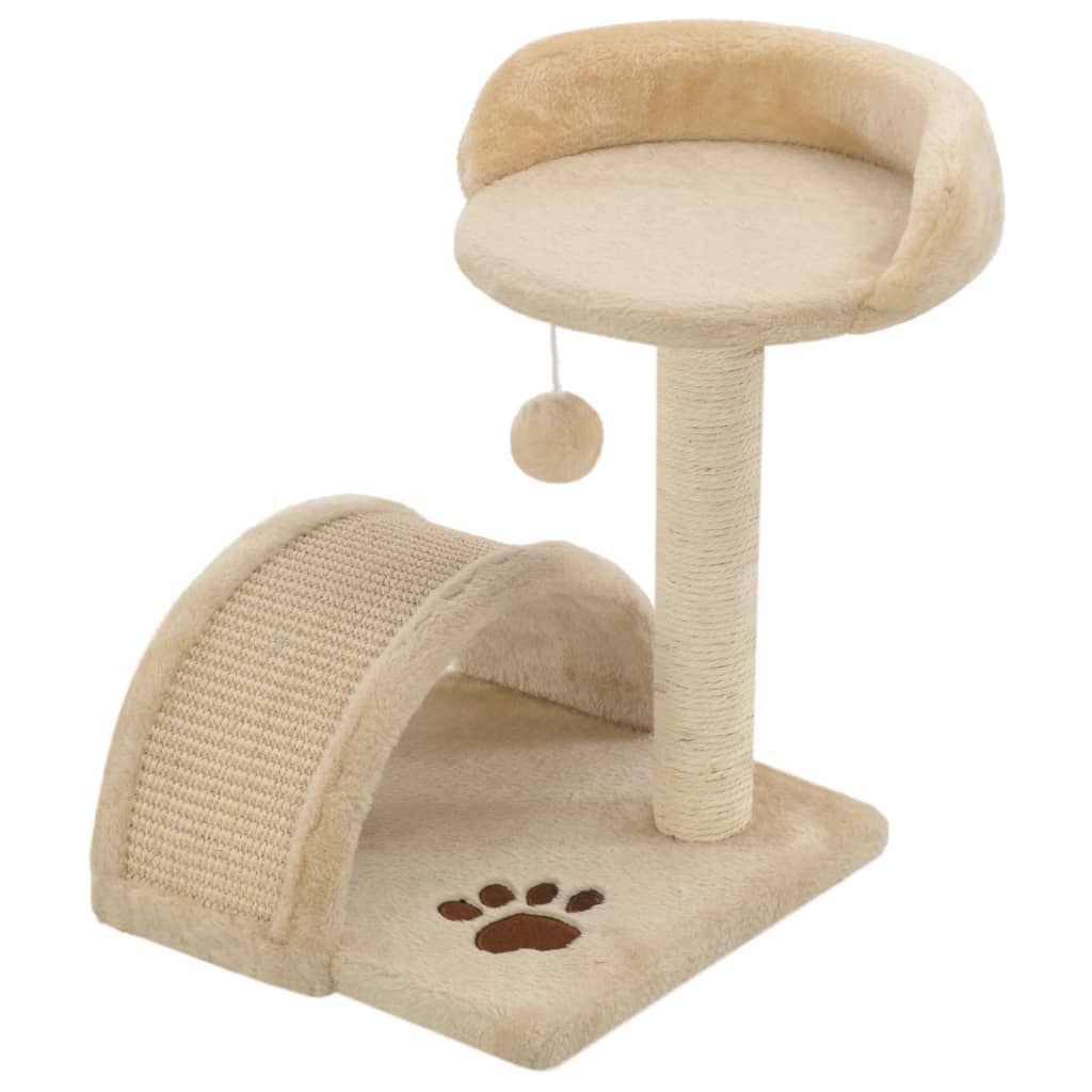 kradsetræ til katte med sisal-kradsestolper 40 cm beige og brun