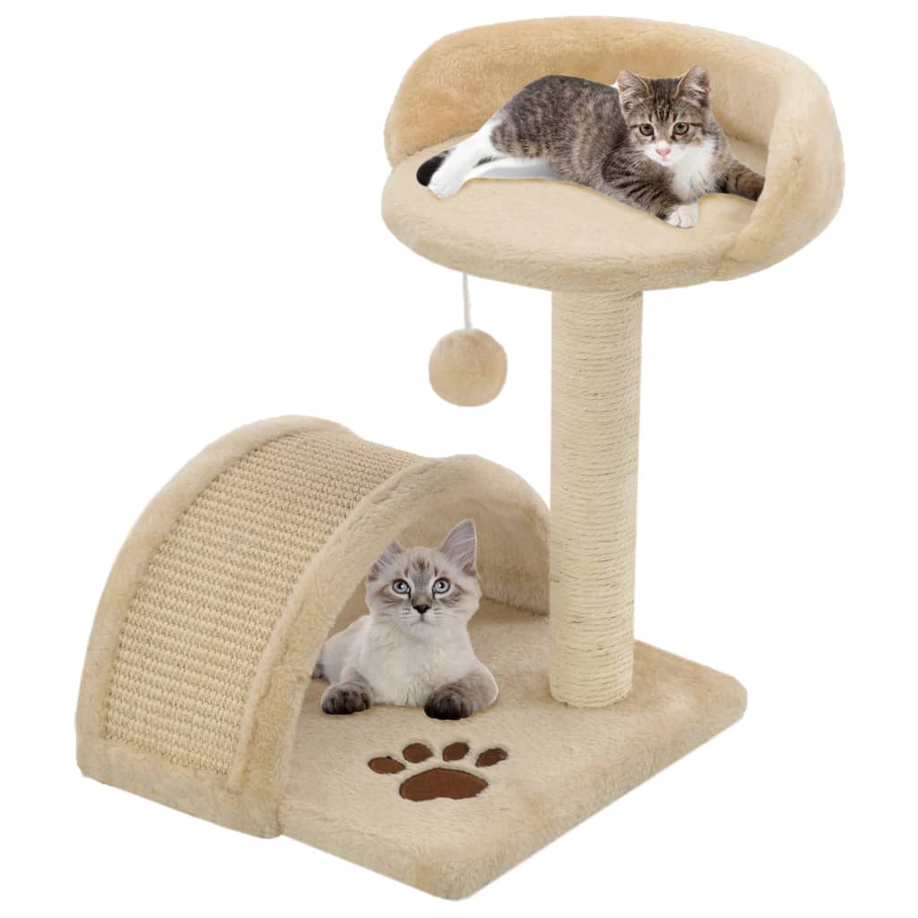 kradsetræ til katte med sisal-kradsestolper 40 cm beige og brun