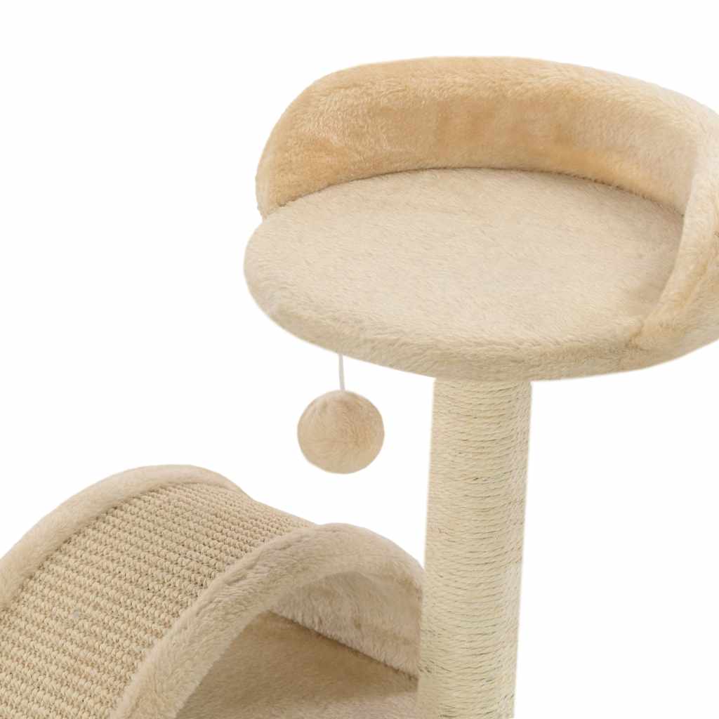 kradsetræ til katte med sisal-kradsestolper 40 cm beige og brun