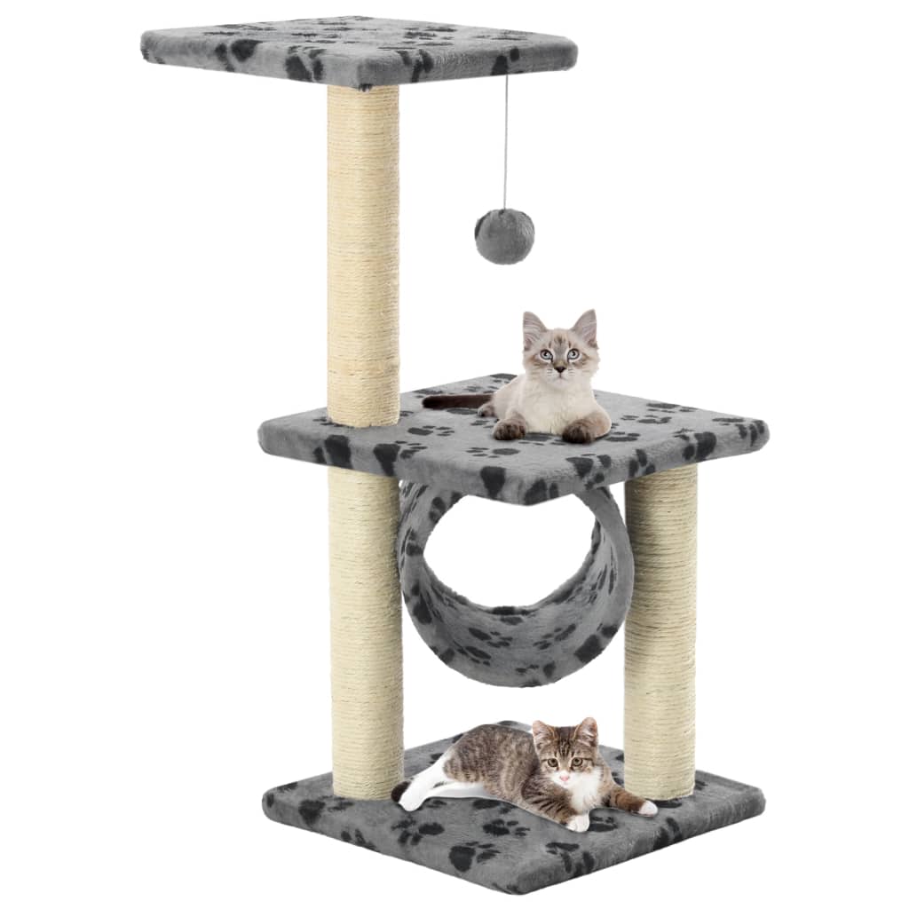 kradsetræ til katte med sisal-kradsestolper 65 cm grå potespor