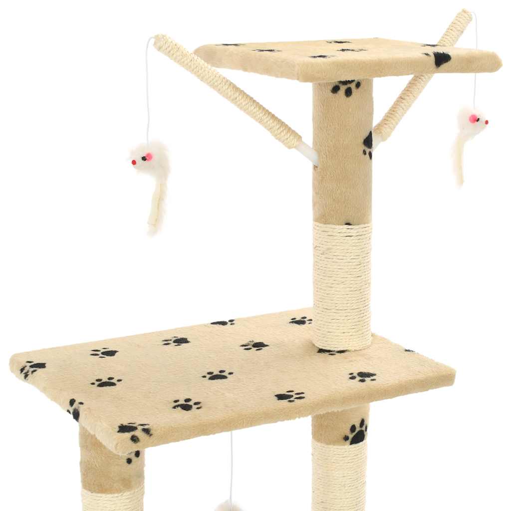 kradsetræ til katte med sisal-kradsestolper 138 cm beige poteprint