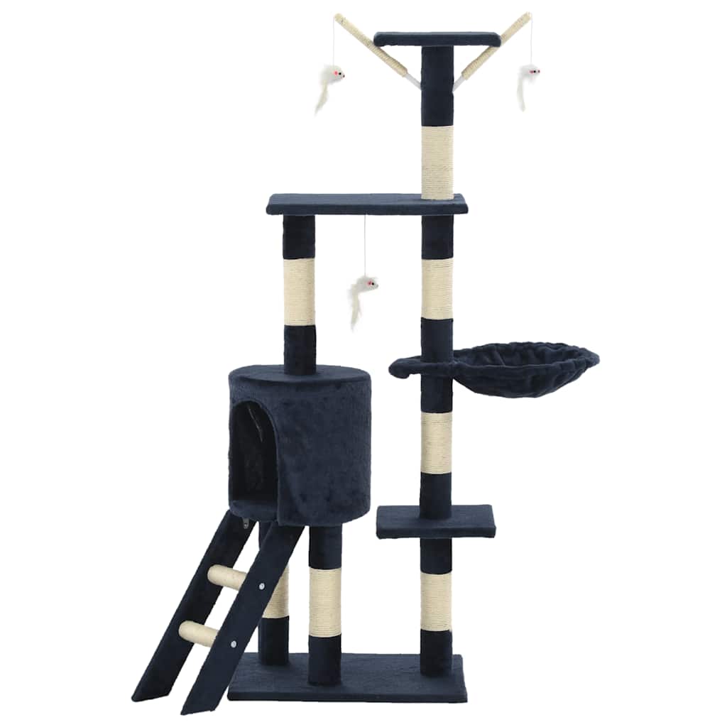 kradsetræ til katte med sisal-kradsestolper 138 cm mørkeblå