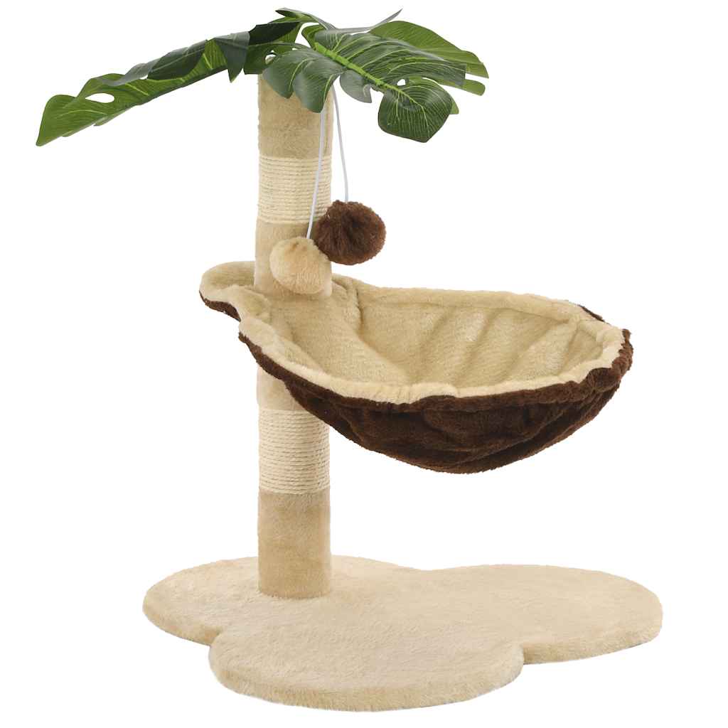 kradsetræ til katte med sisal-kradsestolper 50 cm beige og brun