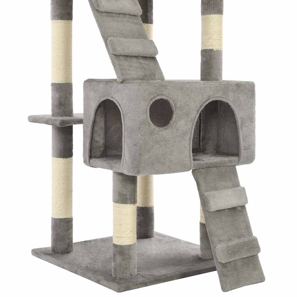 kradsetræ til katte med sisal-kradsestolper 170 cm grå