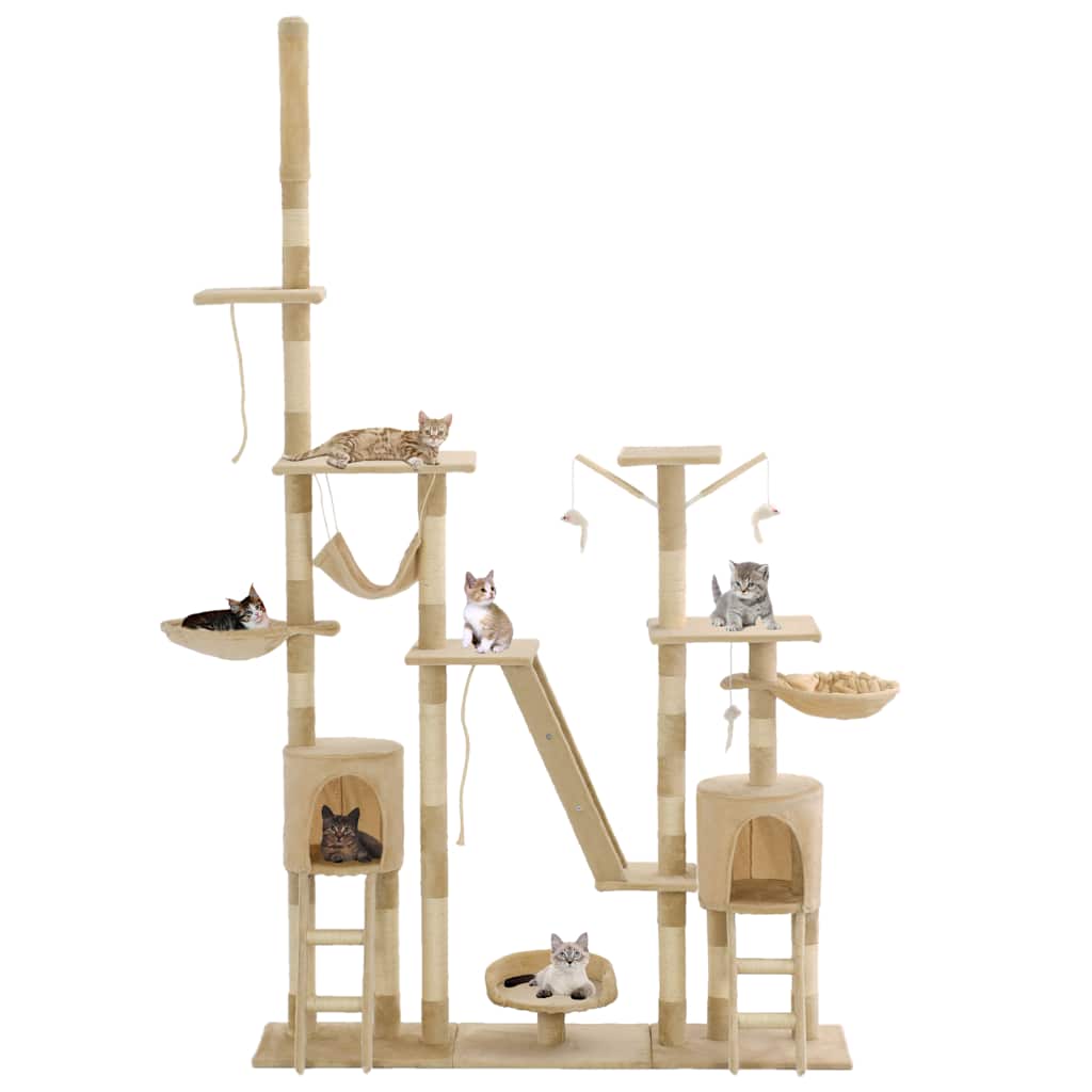 kradsetræ til katte med sisal-kradsestolper 230-250 cm beige