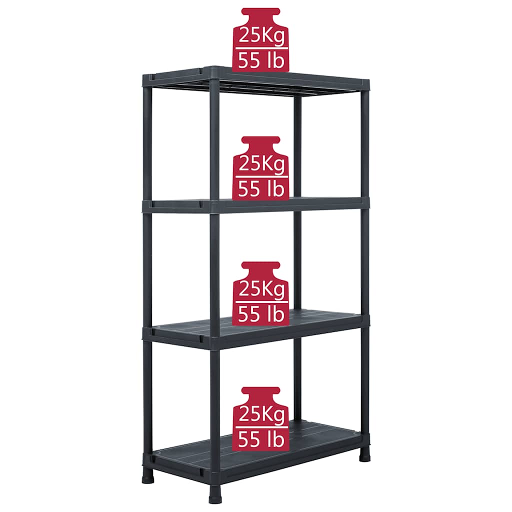 opbevaringsreol sort 100 kg 60 x 30 x 138 cm plastik