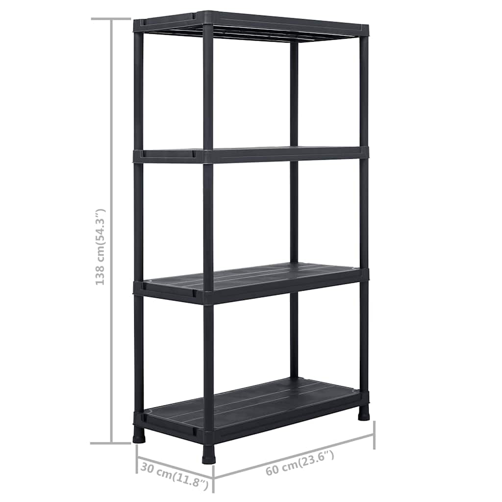 opbevaringsreoler 5 stk. 60 x 30 x 138 cm plastik sort