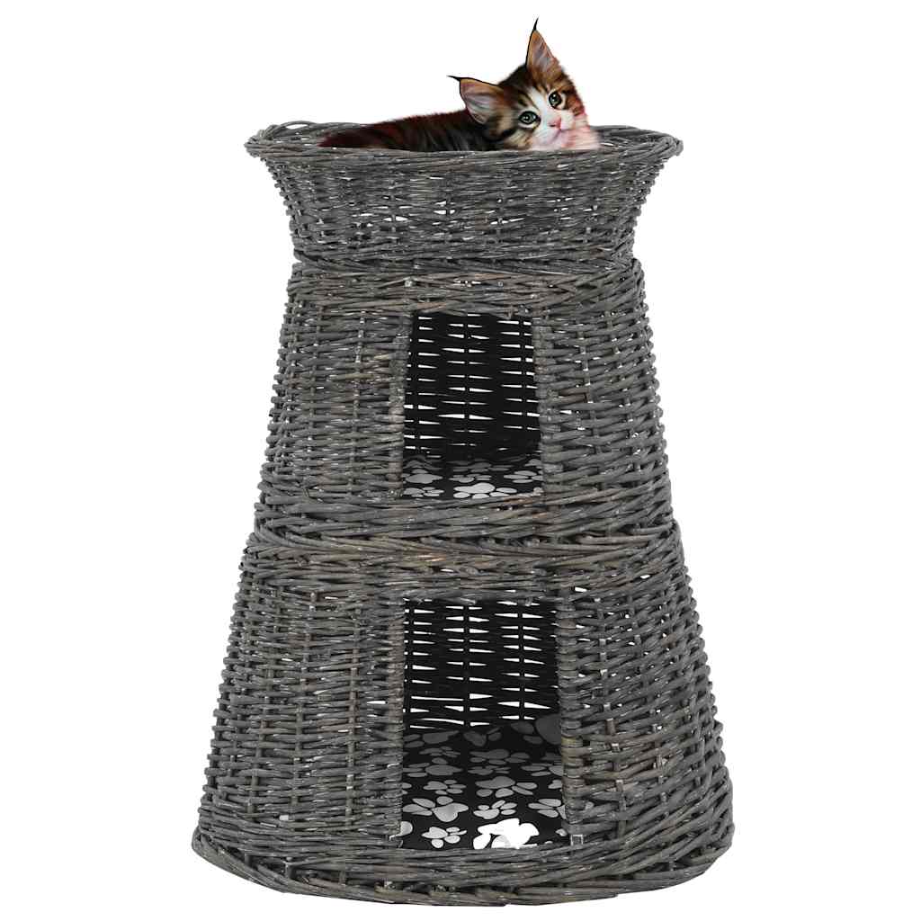 kattekurve hynder 3 stk. 47 x 34 x 60 cm naturligt piletræ grå