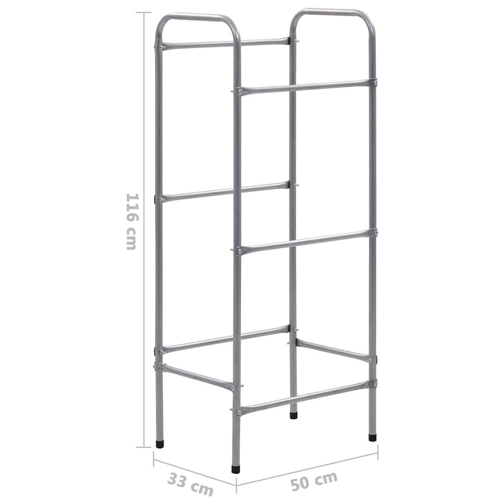 opbevaringsstativ til 3 kasser 50x33x116 cm stål sølvfarvet