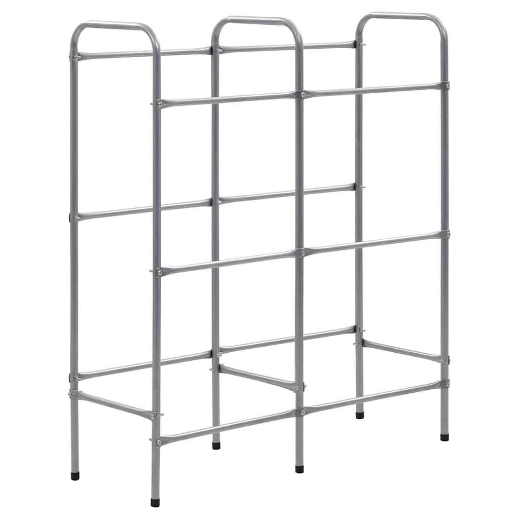 opbevaringsstativ til 6 kasser 96x33x116 cm stål sølvfarvet
