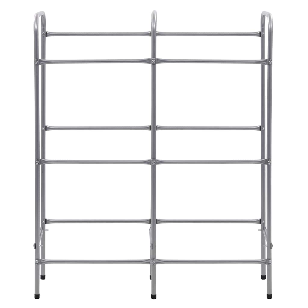 opbevaringsstativ til 6 kasser 96x33x116 cm stål sølvfarvet