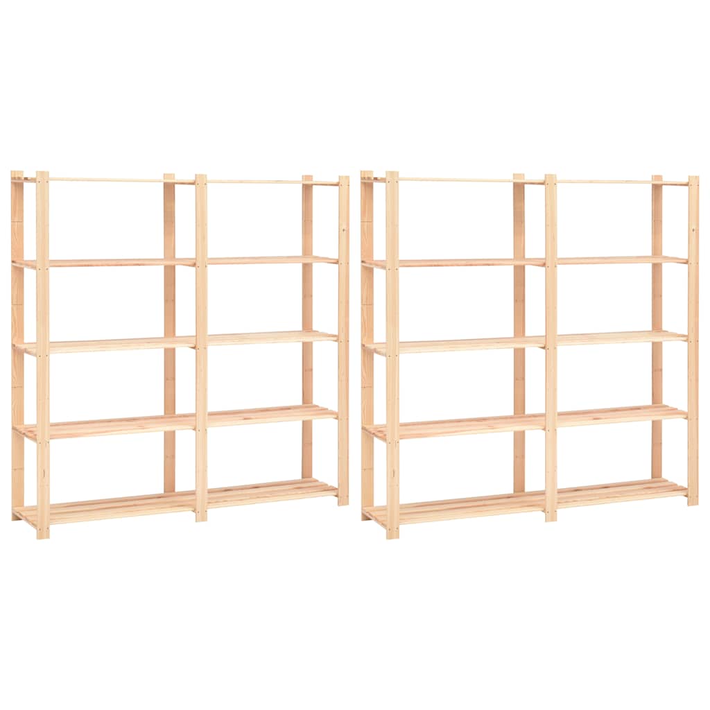 reoler 2 stk. 5 hylder 170 x 38 x 170 cm massivt fyrretræ 500 kg