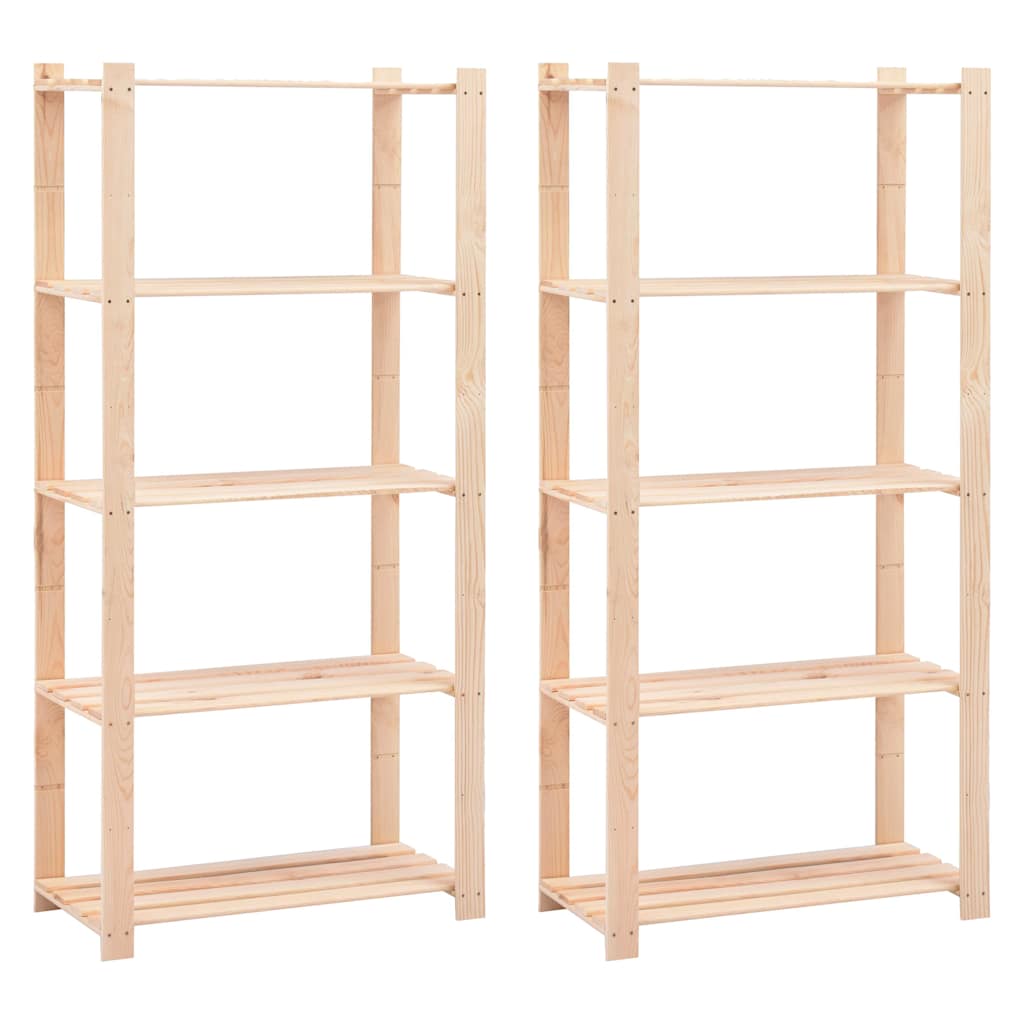 reoler 2 stk. 5 hylder 80x38x170 cm massivt fyrretræ 250 kg