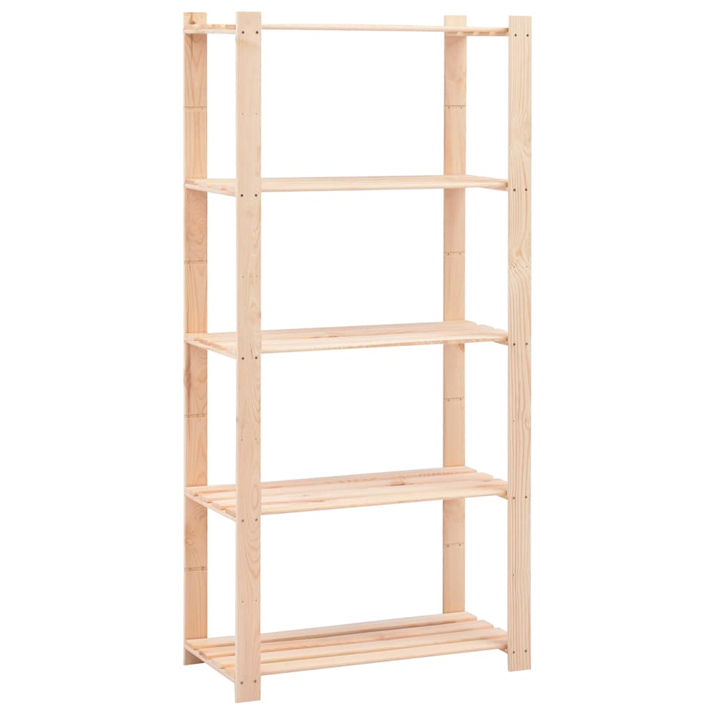 reoler 5 stk. 5 hylder 80x38x170 cm massivt fyrretræ 250 kg