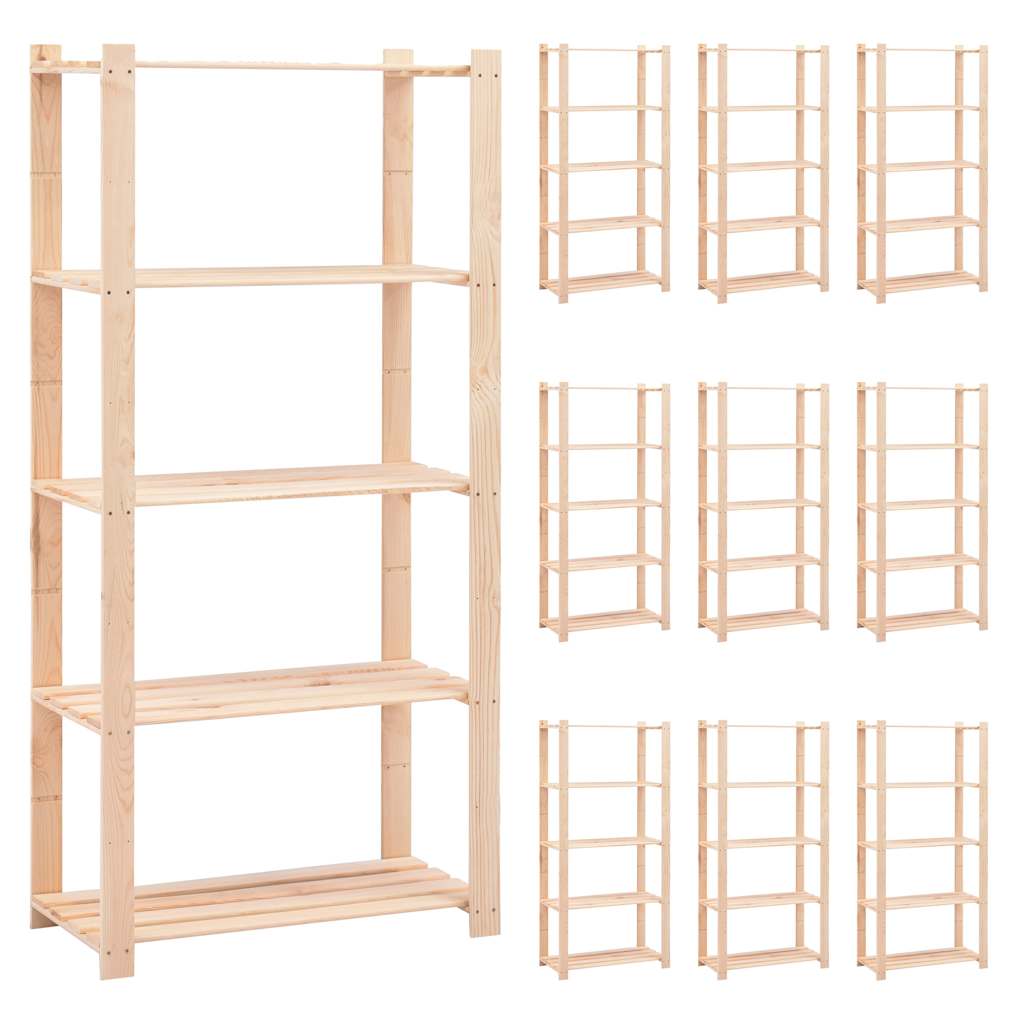 reoler 10 stk. 5 hylder 80 x 38 x 170 cm fyrretræ 250 kg