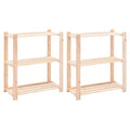 reoler 2 stk. 3 hylder 80x38x90 cm massivt fyrretræ 150 kg