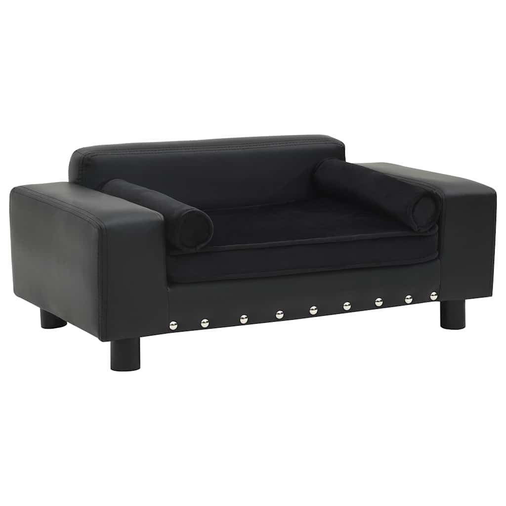 hundesofa 81x43x31 cm plys og kunstlæder sort