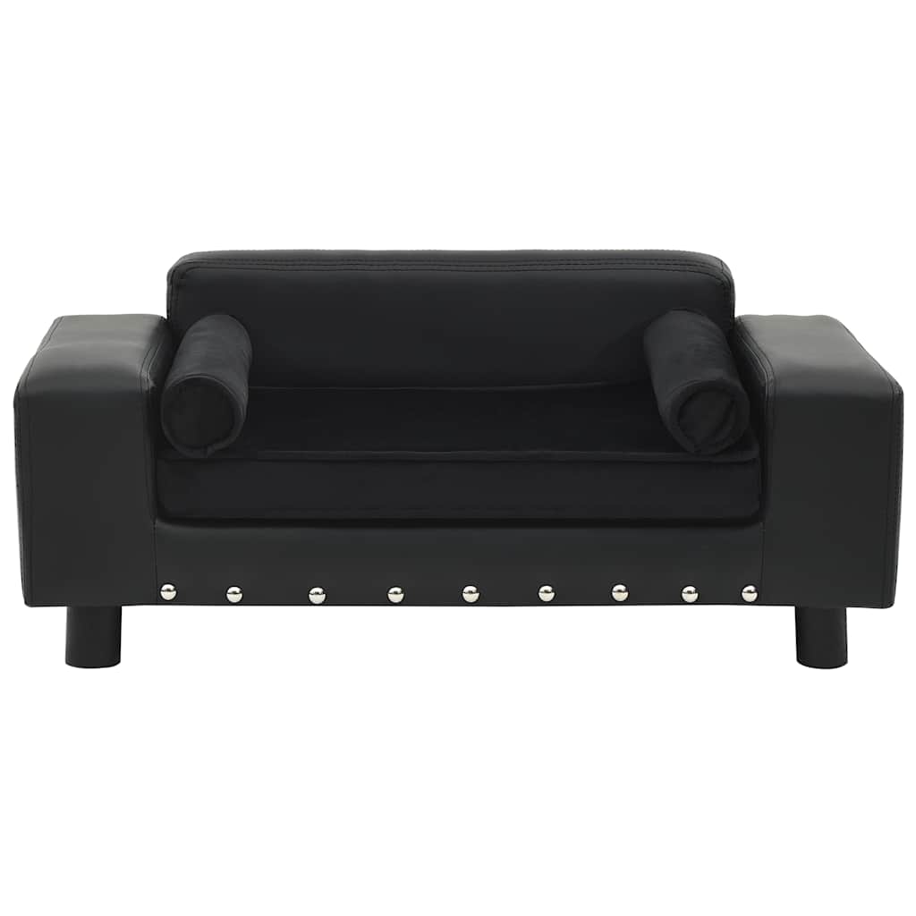 hundesofa 81x43x31 cm plys og kunstlæder sort