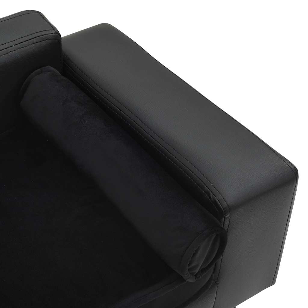 hundesofa 81x43x31 cm plys og kunstlæder sort
