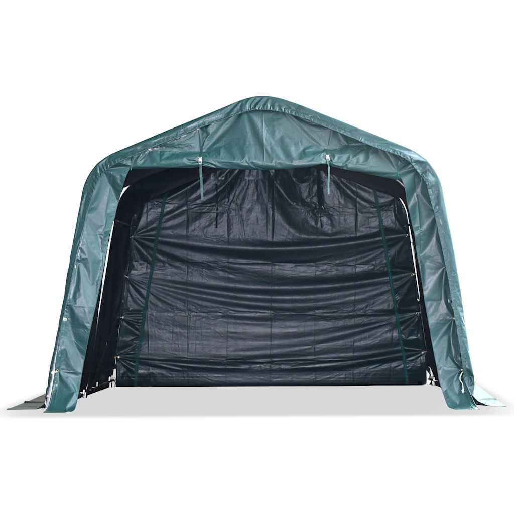 flytteligt læskur til husdyr PVC 550 g/m² 3,3x3,2 m mørkegrøn