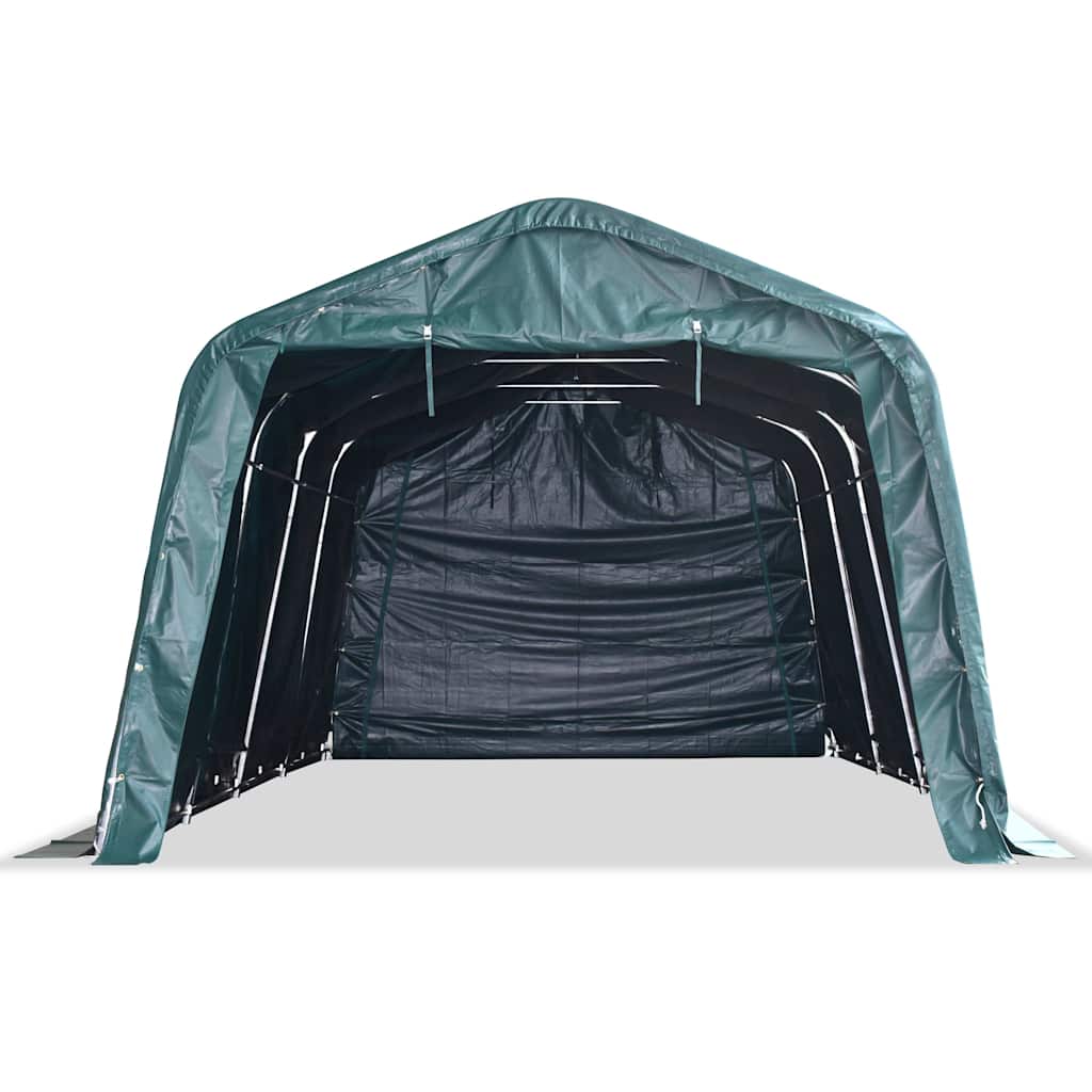 flytteligt læskur til husdyr PVC 550 g/m² 3,3x6,4 m mørkegrøn