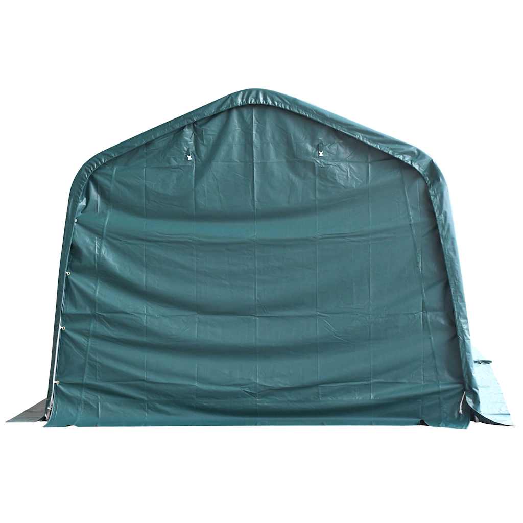flytteligt læskur til husdyr PVC 550 g/m² 3,3x6,4 m mørkegrøn