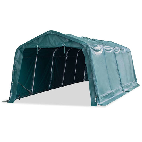 flytteligt læskur til husdyr PVC 550 g/m² 3,3x8 m mørkegrøn