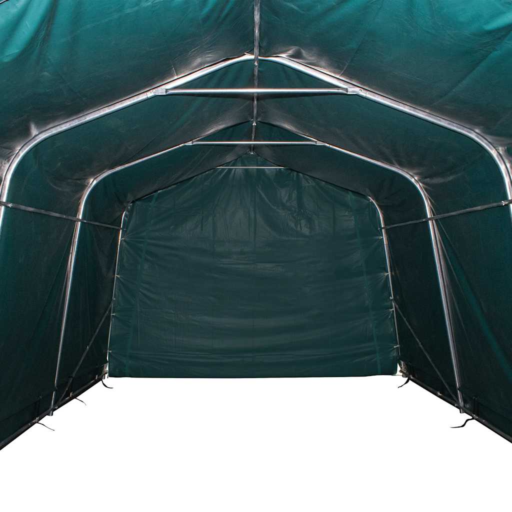 flytteligt læskur til husdyr PVC 550 g/m² 3,3x8 m mørkegrøn