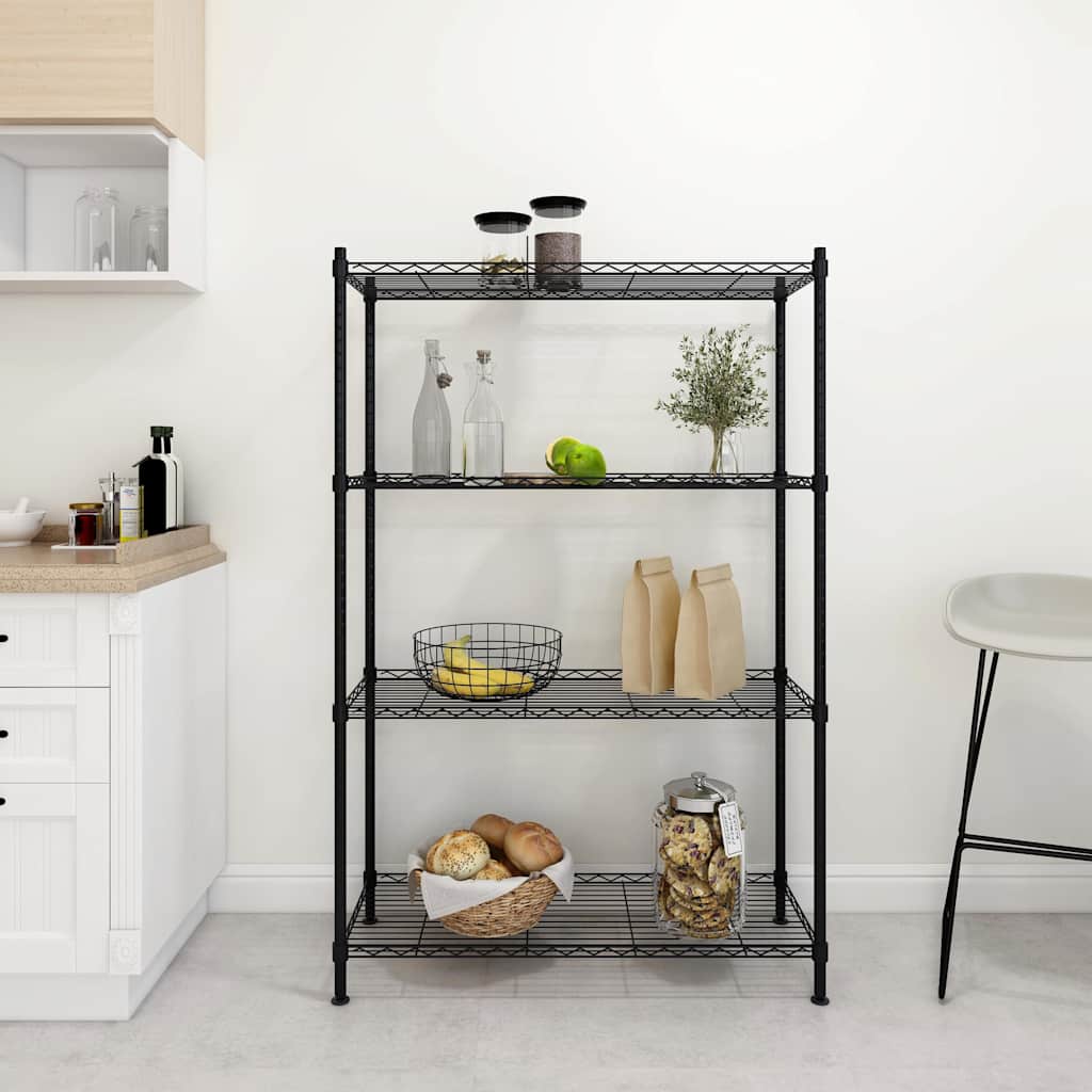 opbevaringsstativ med 4 hylder 90x35x137 cm 200 kg sort