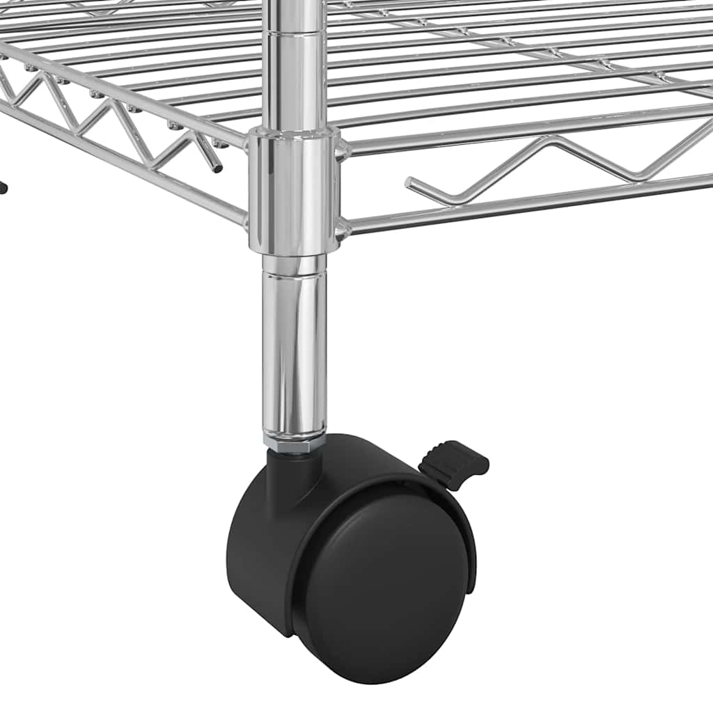 opbevaringsstativ med hjul 90x35x142 cm 200 kg 4 niveauer krom