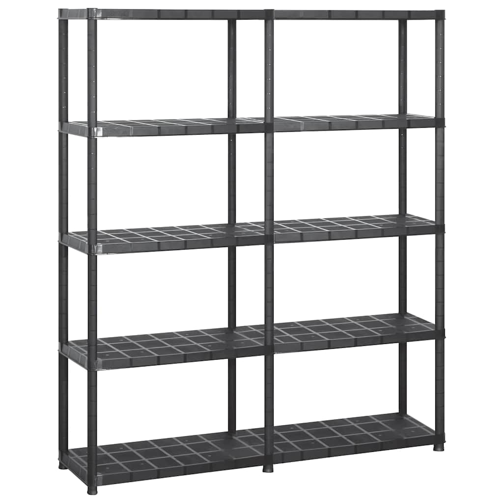 opbevaringsreol 5 hylder 142x38x170 cm plastik sort
