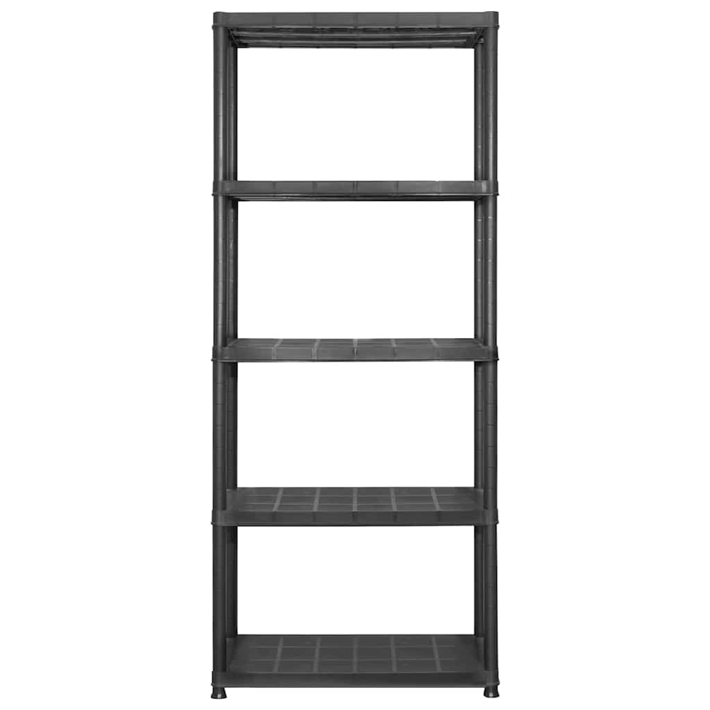 opbevaringsreol 5 hylder 142x38x170 cm plastik sort