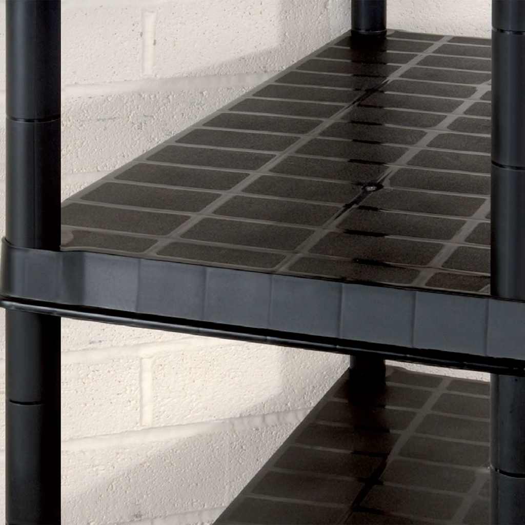opbevaringsreol 5 hylder 274,5x45,7x185 cm plastik sort
