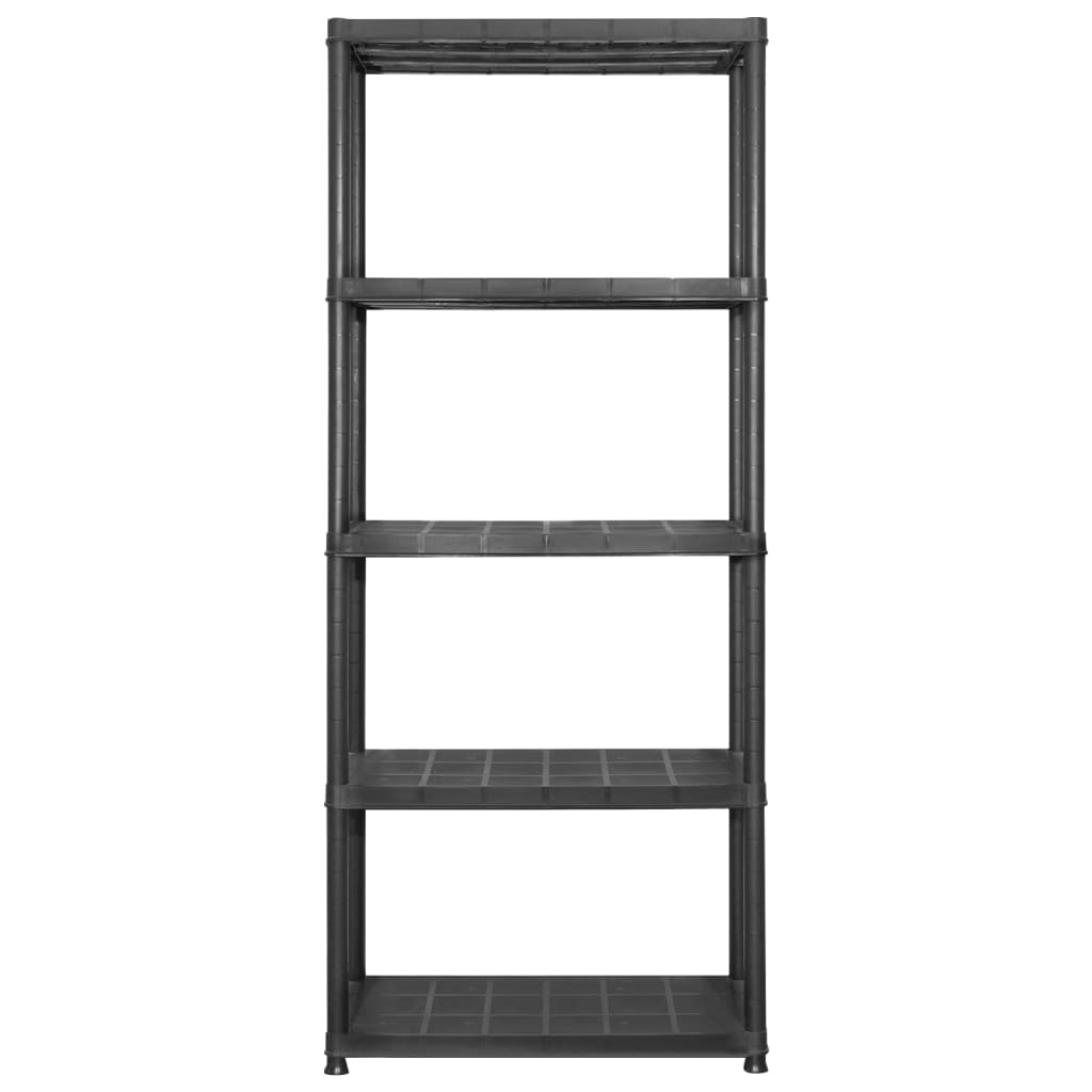 opbevaringsreol 5 hylder 284x38x170 cm plastik sort