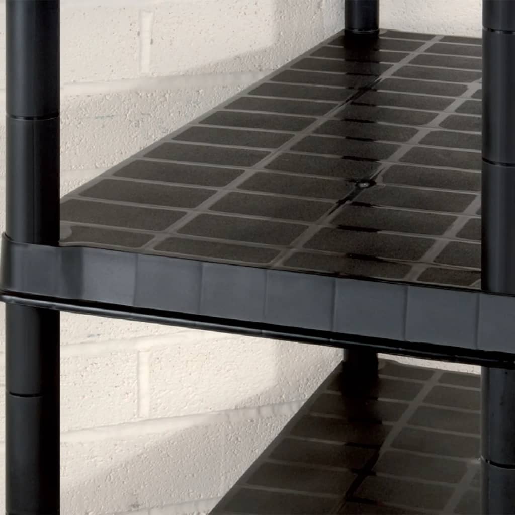 opbevaringsreol 5 hylder 366x45,7x185 cm plastik sort