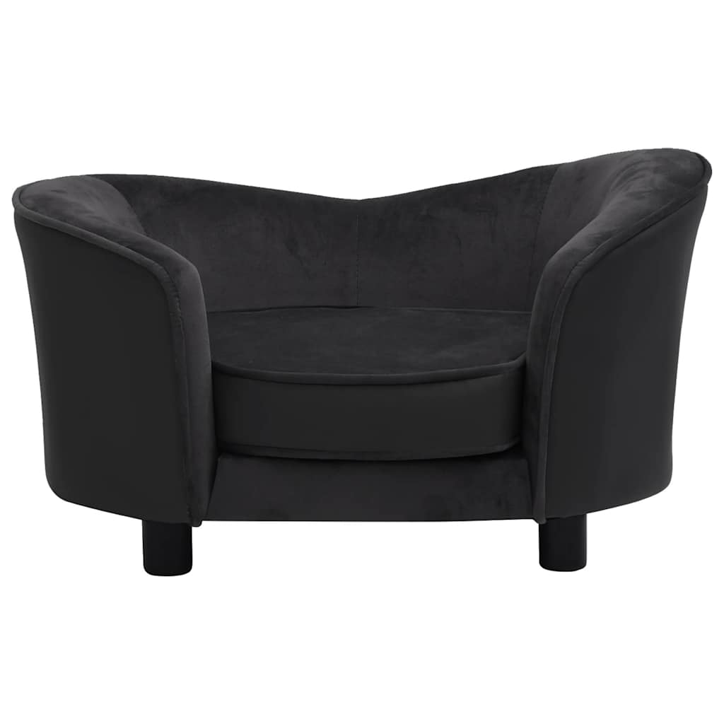 hundesofa 69x49x40 cm plys og kunstlæder sort