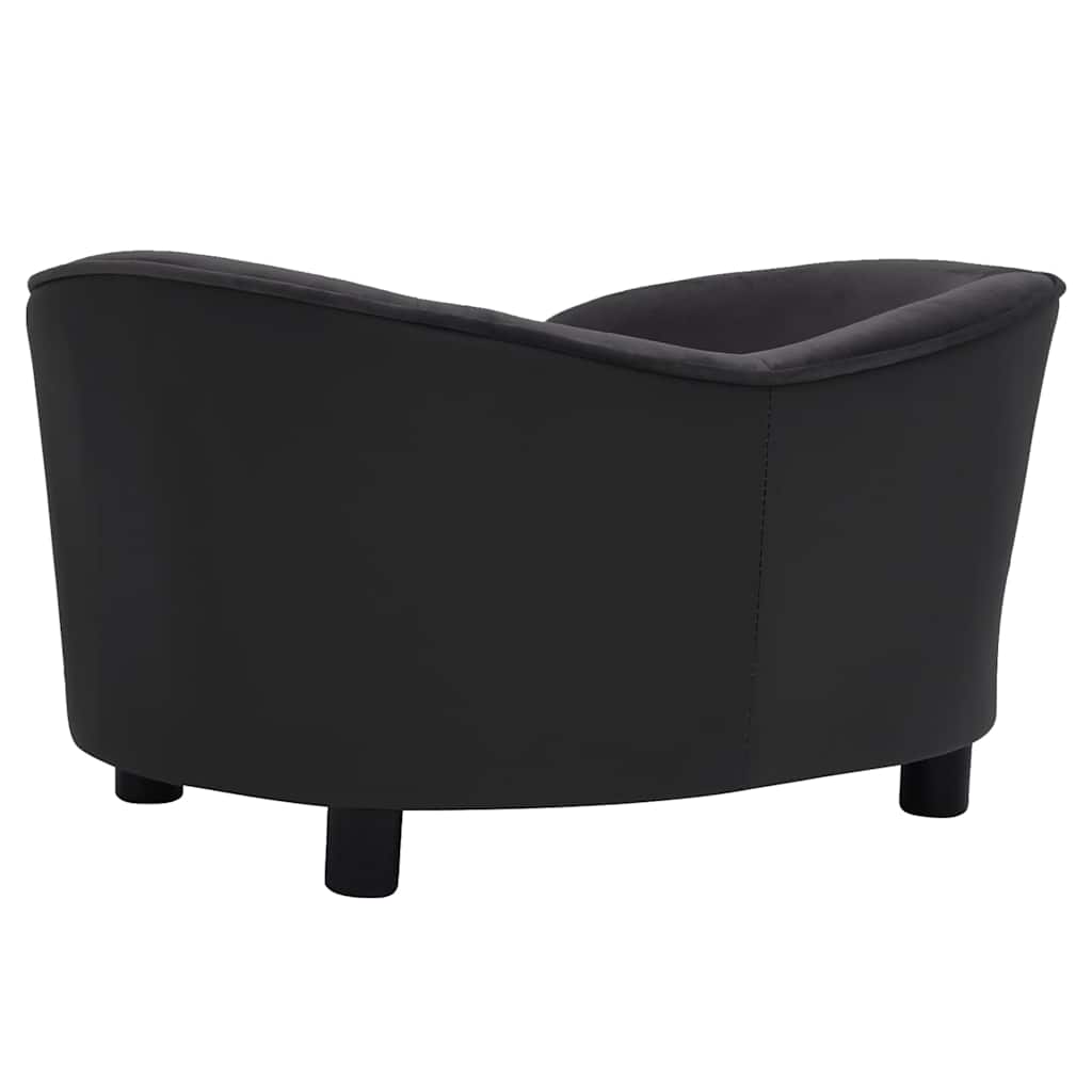 hundesofa 69x49x40 cm plys og kunstlæder sort