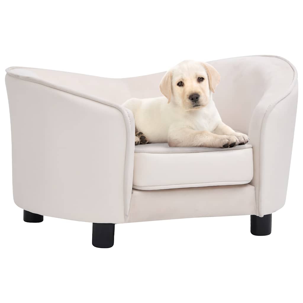 hundesofa 69x49x40 cm plys og kunstlæder cremefarvet