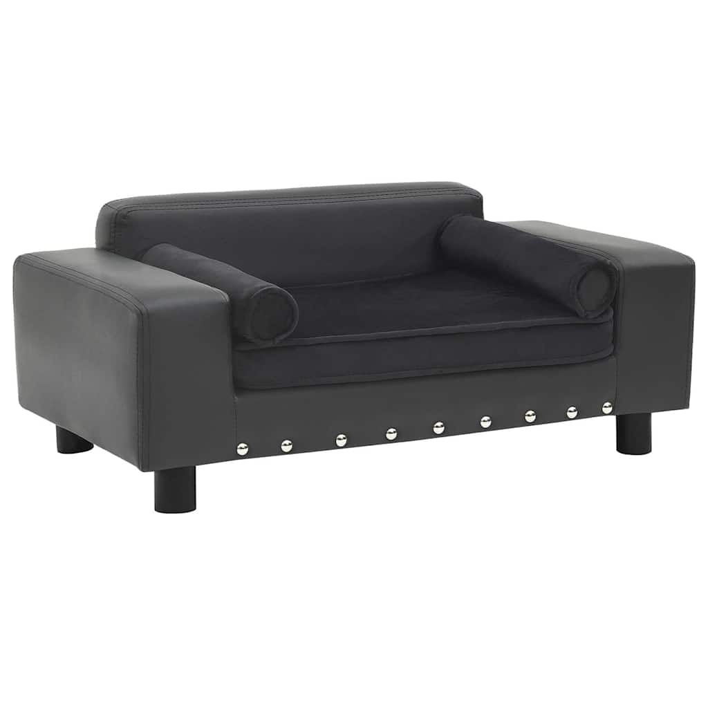 hundesofa 81x43x31 cm plys og kunstlæder mørkegrå