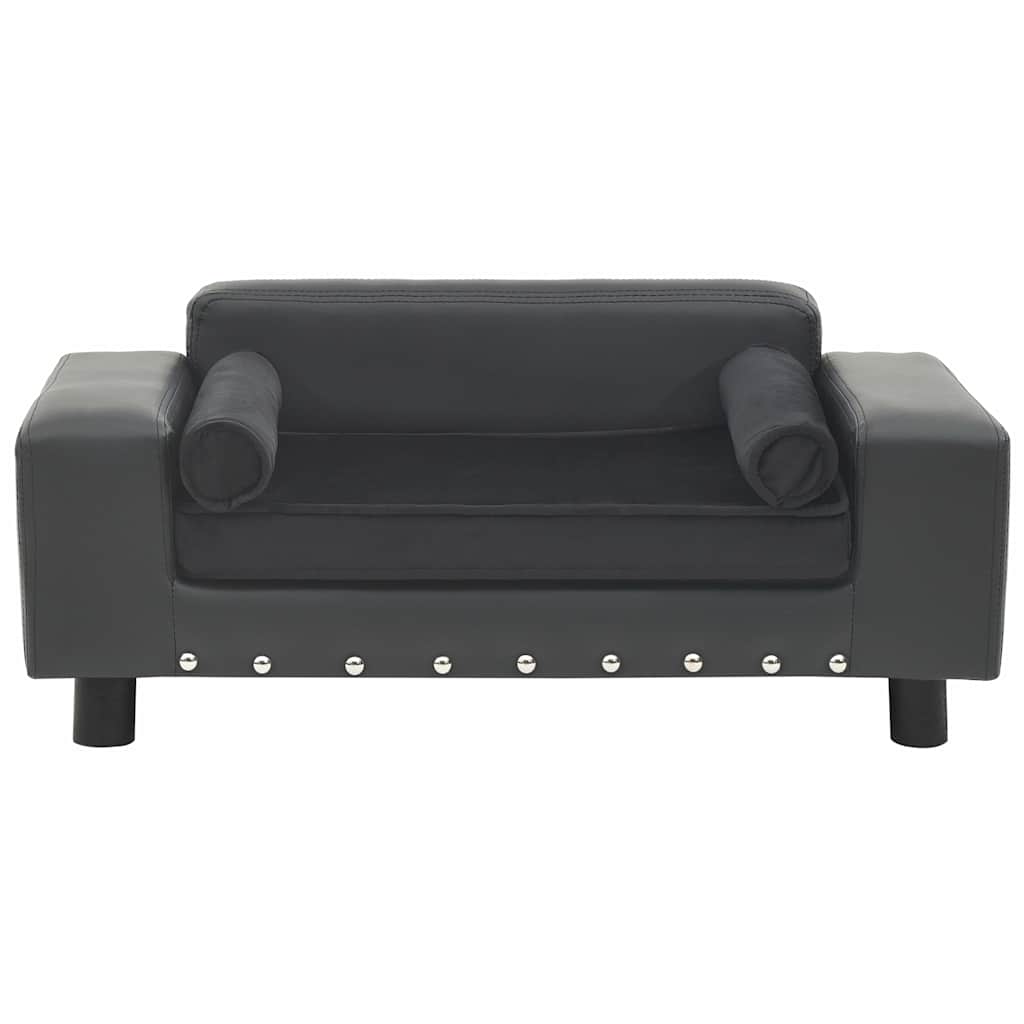 hundesofa 81x43x31 cm plys og kunstlæder mørkegrå
