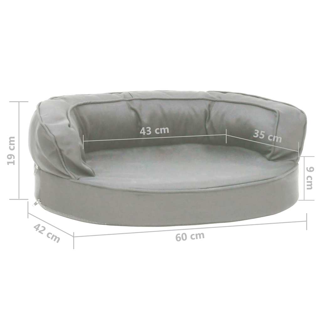 ergonomisk hundeseng 60x42 cm hør-look grå