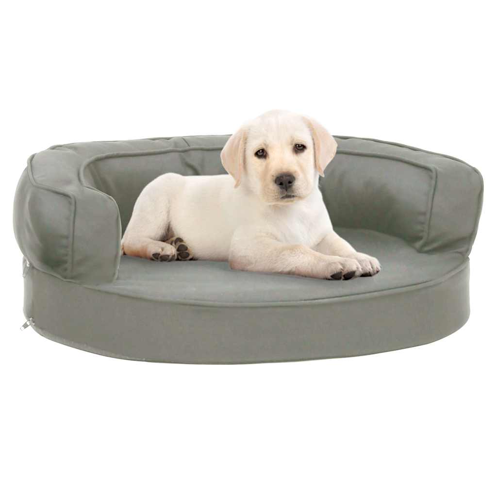 ergonomisk hundeseng 60x42 cm hør-look grå