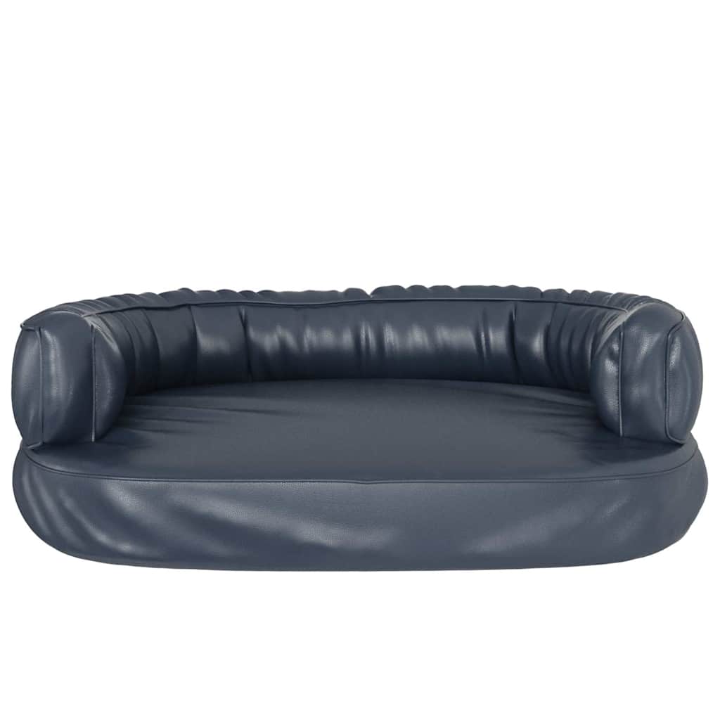 ergonomisk hundeseng 75x53 cm skum og kunstlæder mørkeblå