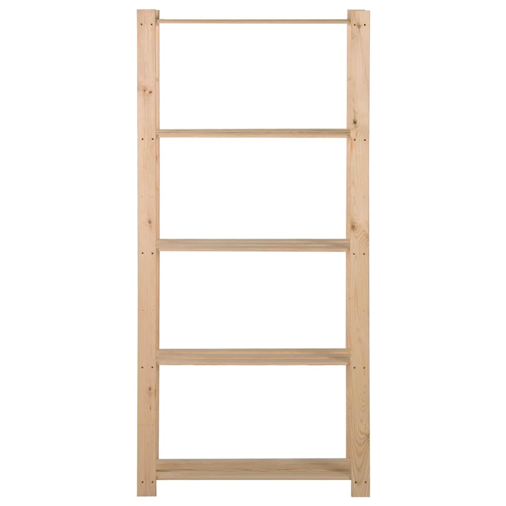 opbevaringsreol i 5 niveauer 80x28,5x170 cm massivt fyrretræ
