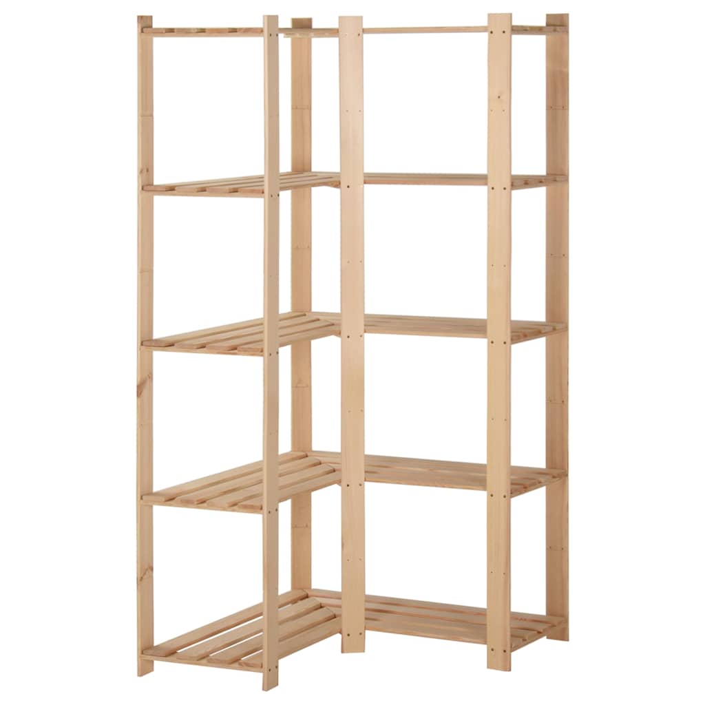 hjørnereol i 5 niveauer 82,5x82,5x170 cm massivt fyrretræ