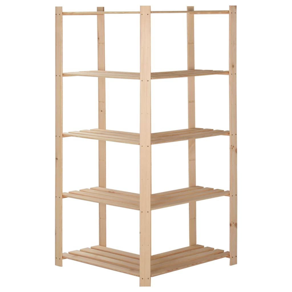 hjørnereol i 5 niveauer 82,5x82,5x170 cm massivt fyrretræ
