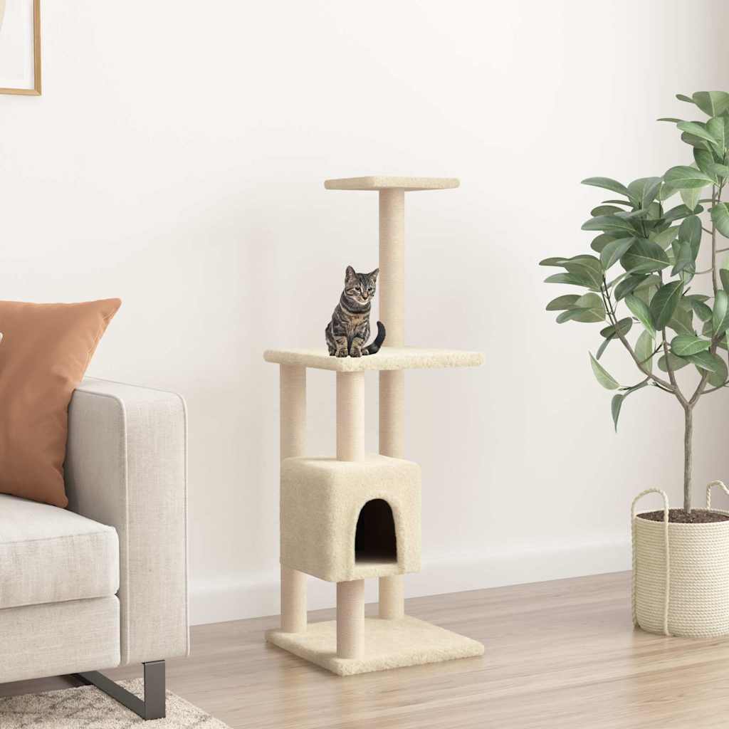 kradsetræ med sisalkradsestolper 104 cm cremefarvet