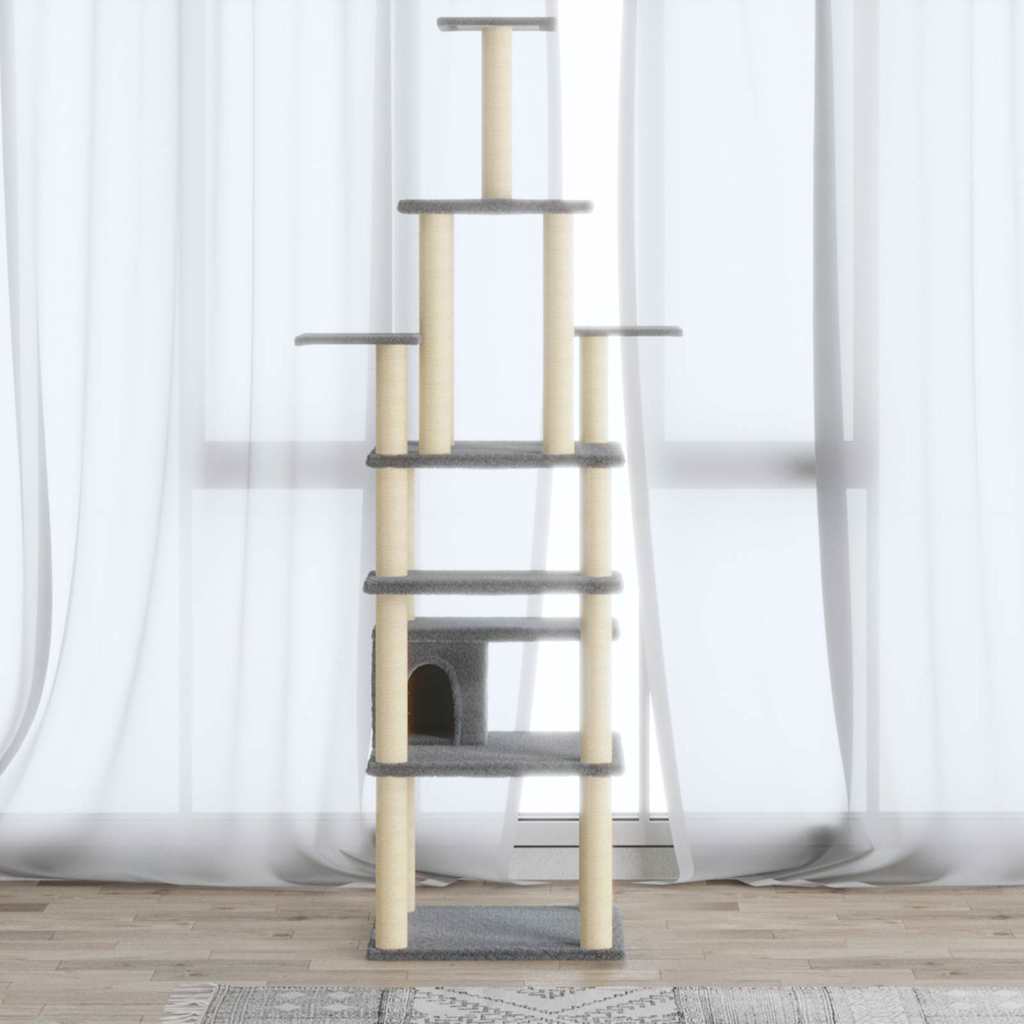 kradsetræ med sisalkradsestolper 183 cm lysegrå