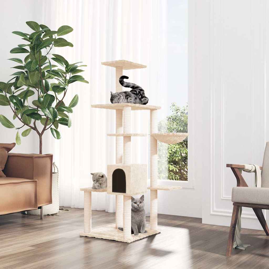 kradsetræ med sisalkradsestolpe 142 cm cremefarvet